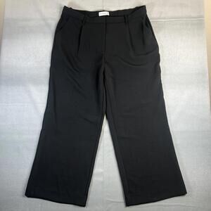 Abercrombie & Fitch Pleated Wide Leg Pants Womens 34/18R Black Stretch Office